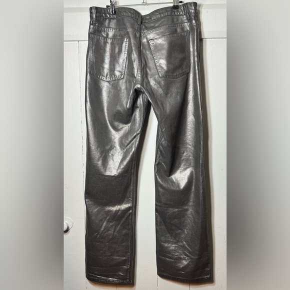 EUC Zara Metallic Gray Coated Wide Leg Jeans On Trend! - Picture 7 of 11